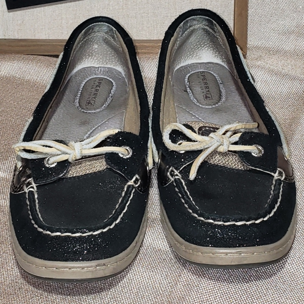 π Gorgeous Black Sparkle Sperry Top Sider - Picture 4 of 11